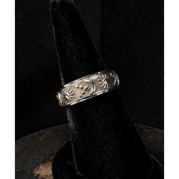 指輪 リング 4E28 サンムーンコンビ デザイン シルバーリング 月 太陽 星 ヴィンテージ風 メ...