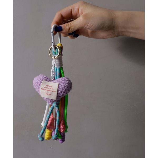 キーホルダー カラフルパラコード ハートチャーム キーリング バッグチャーム