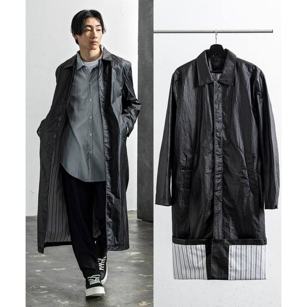 ブルゾン アウター フェイクレザー2WAYロングジャケット メンズ