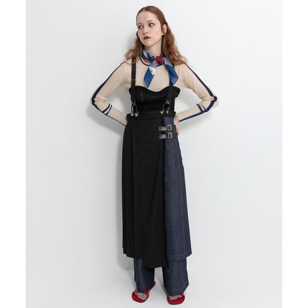 サロペット オーバーオール チェックデニムコンビネーションサロペット レディース