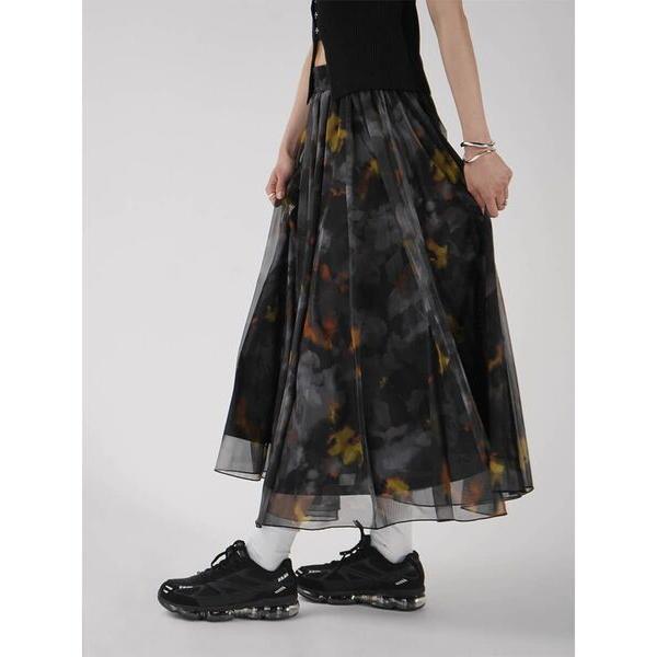 スカート NUANCE PRINT SHEER TULLE SKIRT
