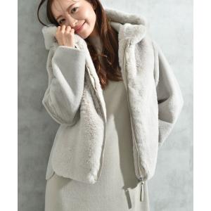 コート アウター エコファー＊ムートンフードジャケット レディース