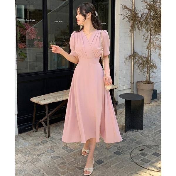 ワンピース カシュクールフレアワンピース