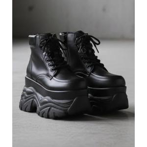 ブーツ +9.5cm 軽量厚底 レースアップブーツ ベルトブーツ レディース