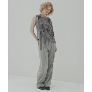 パンツ ワイドレッグトラウザーwカットアウトディテール / Wide Leg Trousers w/Cut Out Detail レディース