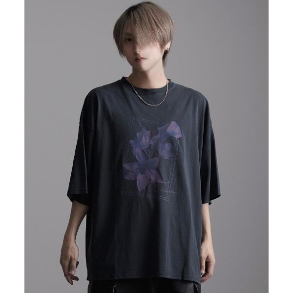 tシャツ 「CavariA/キャバリア」花ピグメント半袖TEE メンズ レディース