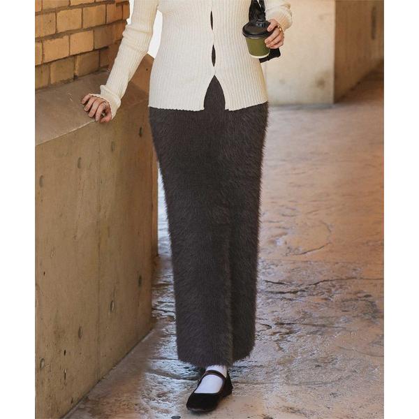 スカート シャギーIラインニットスカート