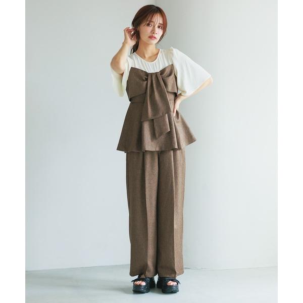 パンツ 「追加1」パターン切り替えストレートパンツ 497415 レディース