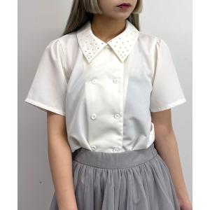 ブラウス シャツ 半袖 ダブルブレストブラウス レディースの商品画像