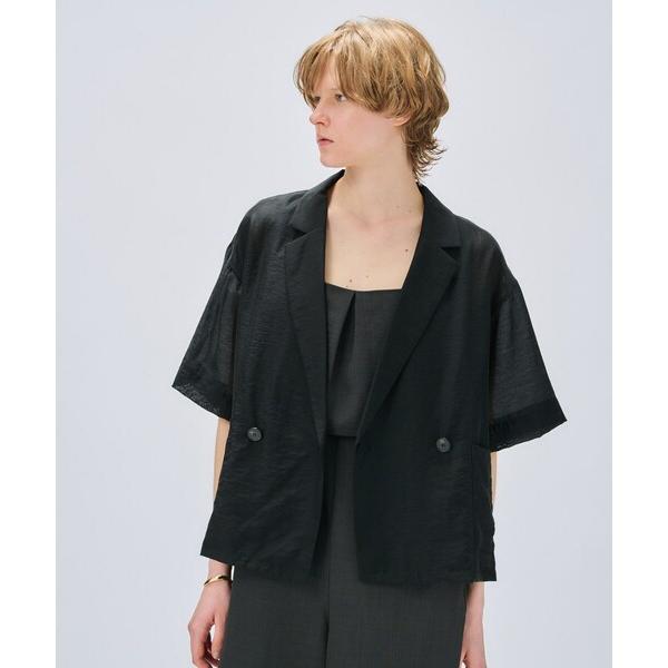 ジャケット テーラードジャケット 「セットアップ／手洗い可」ハーフスリーブシアージャケット レディー...