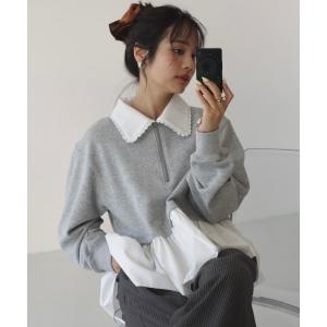 トレーナー スウェット zip collar peplum sweat レディース