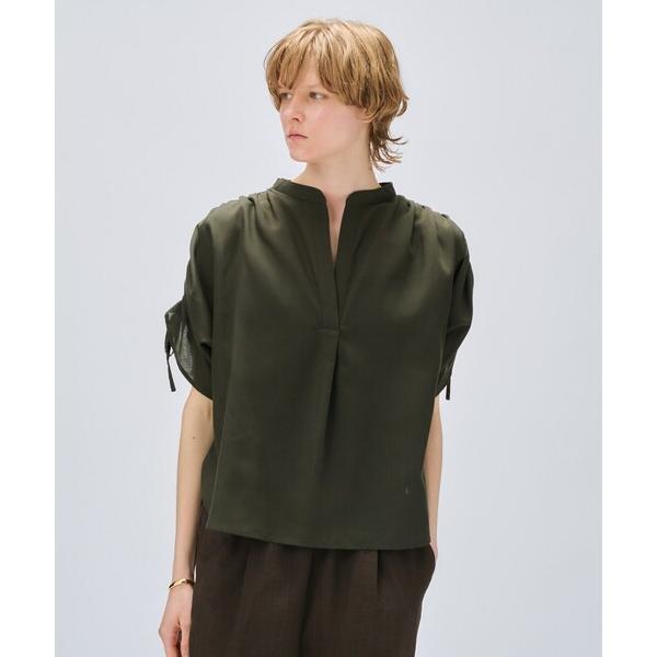 ブラウス シャツ 「手洗い可」スキッパーギャザーリボンブラウス レディース