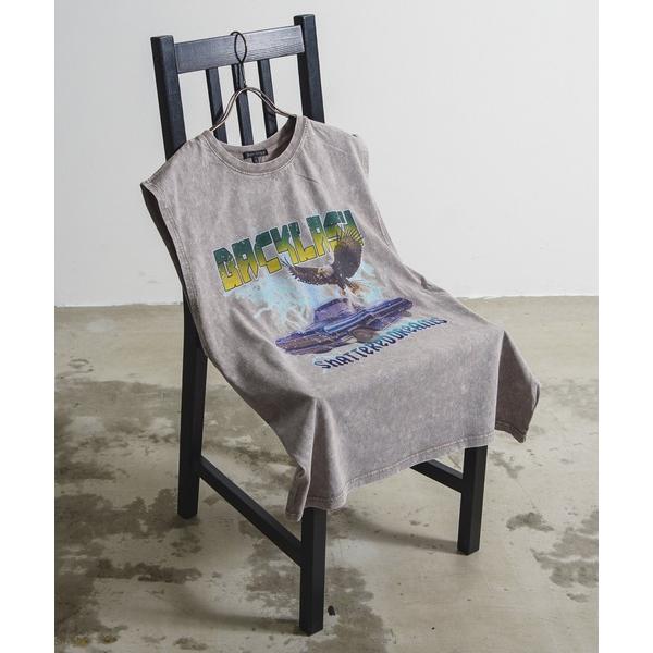 tシャツ グランジ フェード加工 ロック グラフィックプリント オーバーサイズ ノースリーブTシャツ...