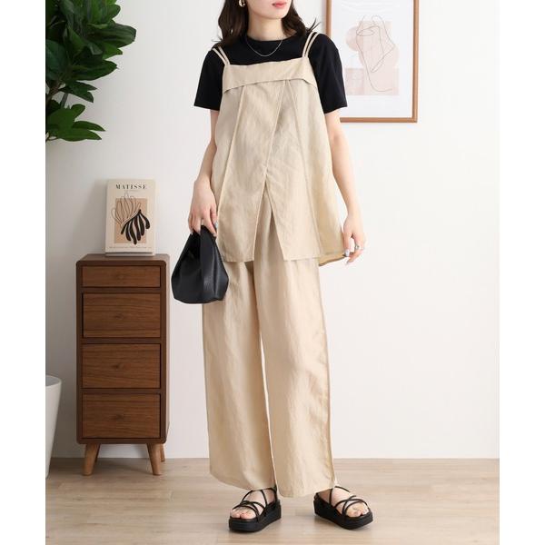 ブラウス シャツ センタースリットキャミソール＋イージーワイドパンツ セットアップ レディース