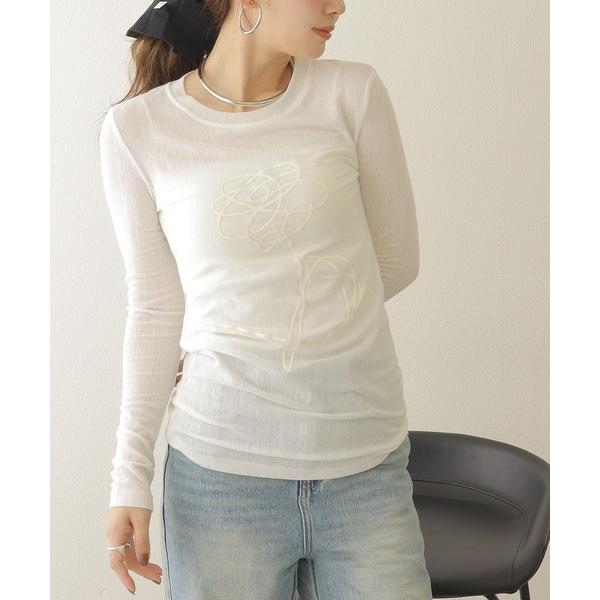 tシャツ embroidery sheer tops /コード刺繍 シアー クルーネック  トップス...