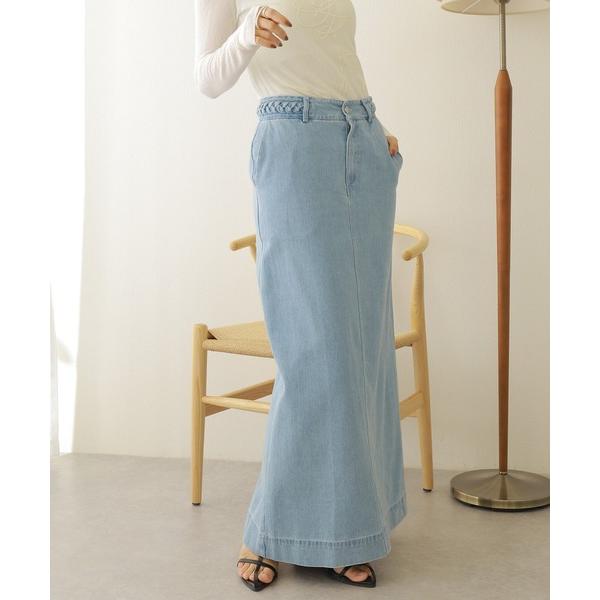デニムスカート waist design denim long skirt /ウエストデザインデニム...