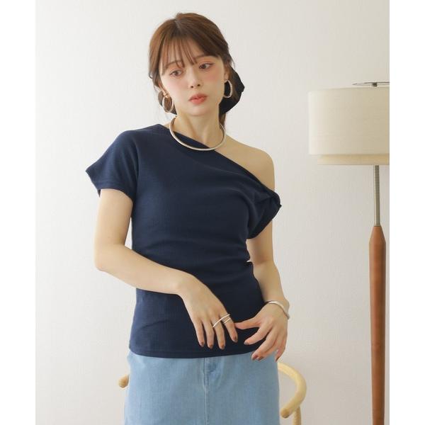 tシャツ waffle one shoulder tee /ツイスト ワンショルダー ワッフル Tシ...