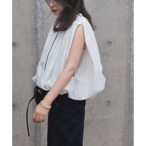 ブラウス シャツ sleeveless balloon shirt /スタンドカラー比翼スリーブレス...