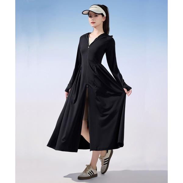 ラッシュガード ウエスト シェイプ ワンピース風 マキシ丈 ラッシュガード レディース