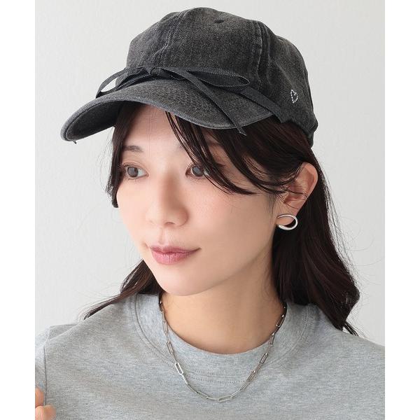 キャップ 帽子 リボン付き プチ ハート デニム ベースボール キャップ レディース