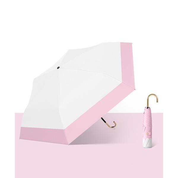 折りたたみ傘 晴雨兼用 配色 ライン ハンドル付き 折りたたみ傘 レディース