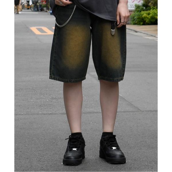 ジーンズ vintage like chain half denim pants/ヴィンテージ ライ...