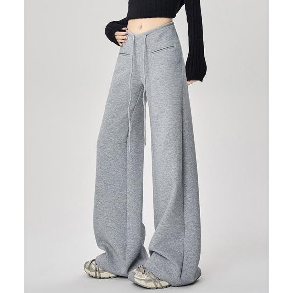 スウェットパンツ ジャージ 紐付きワイドルーズパンツ レディース