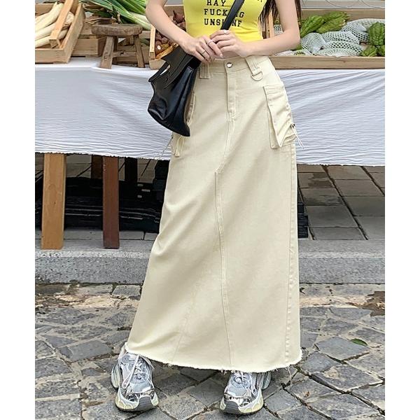 スカート ミリタリーテイストAラインロングスカート