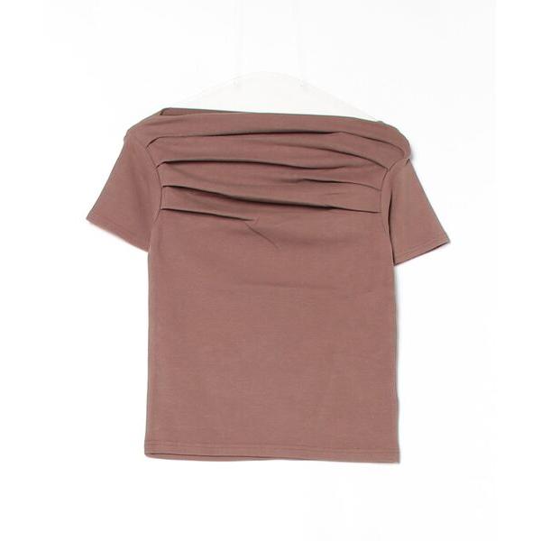 tシャツ スムース天竺タックオフショルプルオーバー レディース