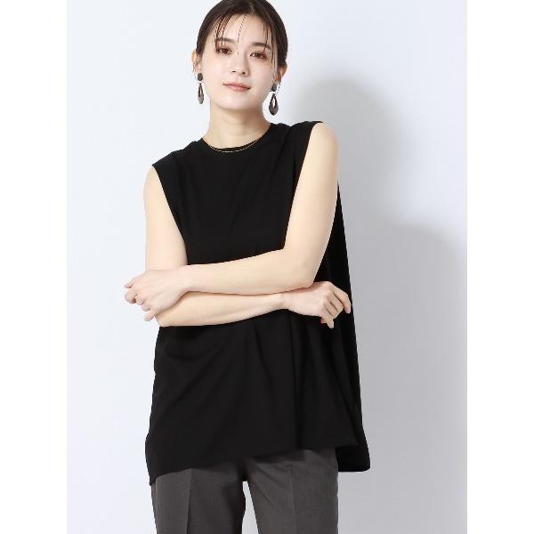 tシャツ クルーネックプルオーバー ノースリーブ ウォッシャブル 接触冷感 レーヨンポンチ レディー...