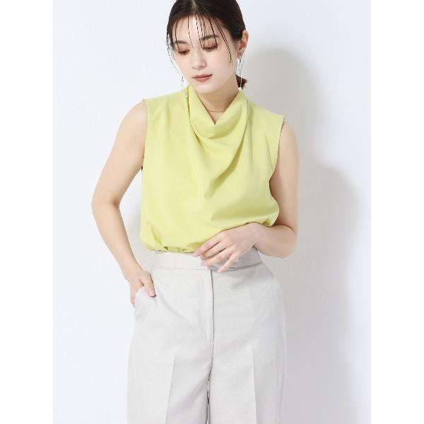 ブラウス シャツ ドレープブラウス ノースリーブ ウォッシャブル リネンライク 無地 レディース