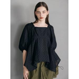 ブラウス シャツ ドット柄バックレースアップブラウス レディース