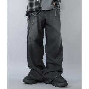 ジーンズ ブラスト加工ワイドバギーデニム/バレル・カーブシルエット メンズ レディース