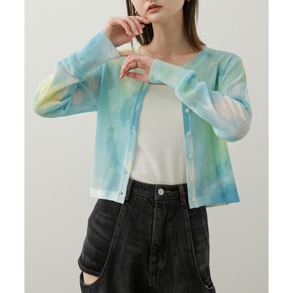 カーディガン シアープリントクロップドカーディガン レディース