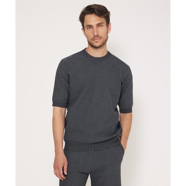 セーター ニット 「セットアップ対応」ヘリンボーン サマーニット Tシャツ メンズ