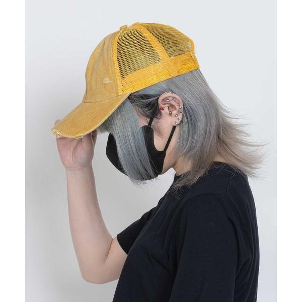 キャップ 帽子 ウォッシュ加工ダメージメッシュキャップ レディース メンズ