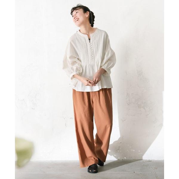 パンツ コットンリネンの涼しさワイドパンツ レディース