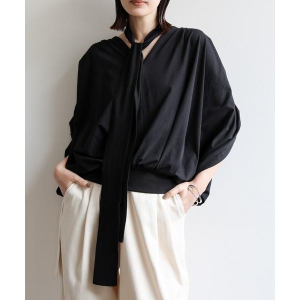tシャツ 「Et」Tie-Detail Balloon Sleeve V-Neck Knit Top...
