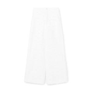 パンツ フラワーカットジャカード セミワイドパンツ レディース