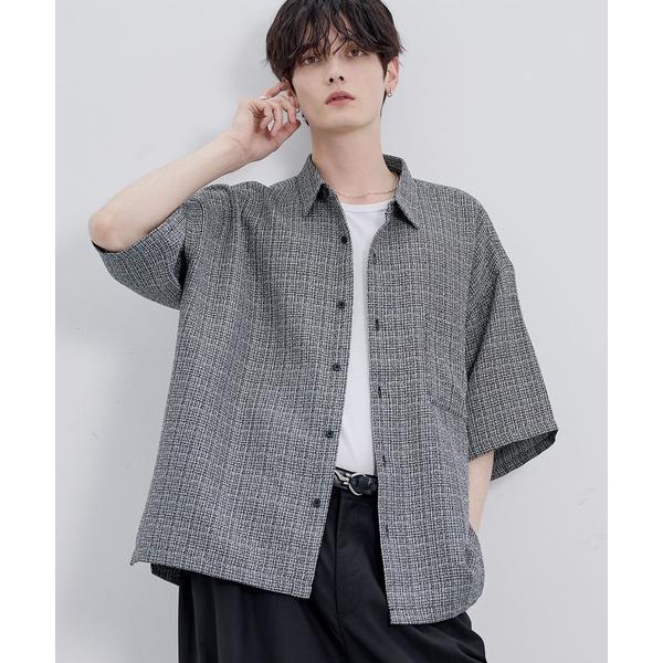 シャツ 総柄サマーツイードリラクシング半袖シャツ メンズ レディース