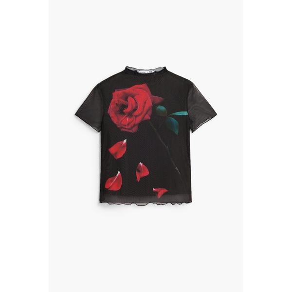 tシャツ 「Desigual x Tyler McGillivary」花柄シアートップス ブラック ...