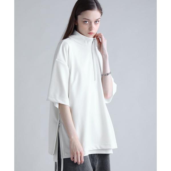 tシャツ カットジョーゼットサイドジップハーフジップカットソー メンズ レディース