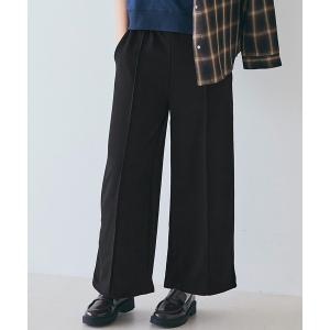パンツ エンボスセンターシームワイドパンツ レディース