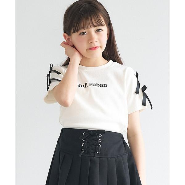 tシャツ ＼大人気!!再入荷／ キッズ　リブ袖リボン半袖Tシャツ キッズ 子供服 女の子