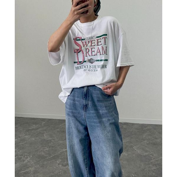 tシャツ ヴィンテージライク プリント半袖Tシャツ レディース