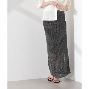 ロング スカート ラメメッシュニットタイトスカート (セットアップ可)
