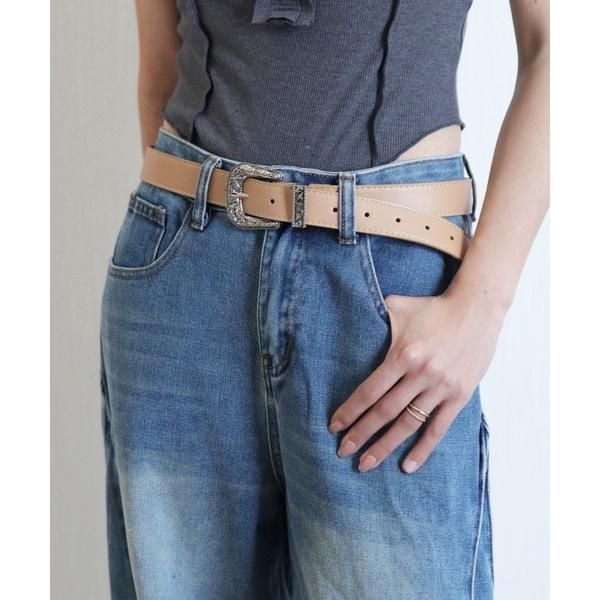 ベルト シルバーバックル Y2Kウエスタン調 ベルト レディース メンズ