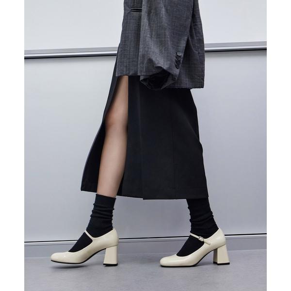 パンプス パテントブロックヒール メリージェーンパンプス