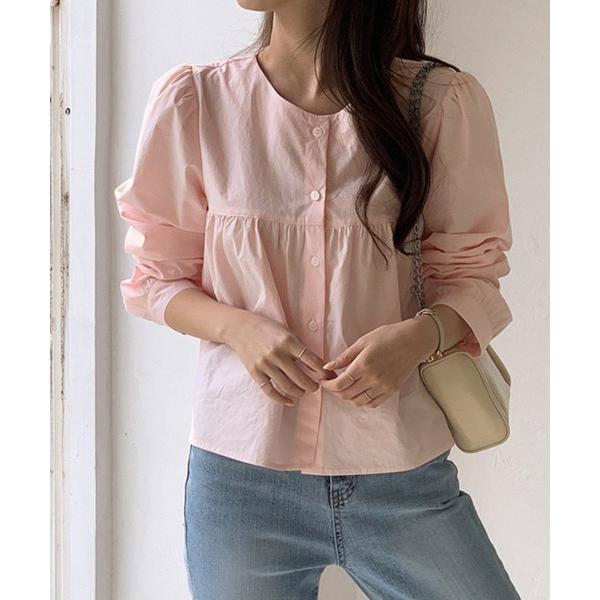ブラウス シャツ ラウンドネックフレアブラウス レディース