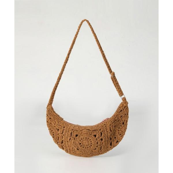 ショルダーバッグ バッグ かぎあみハーフムーンショルダーバッグ レディース